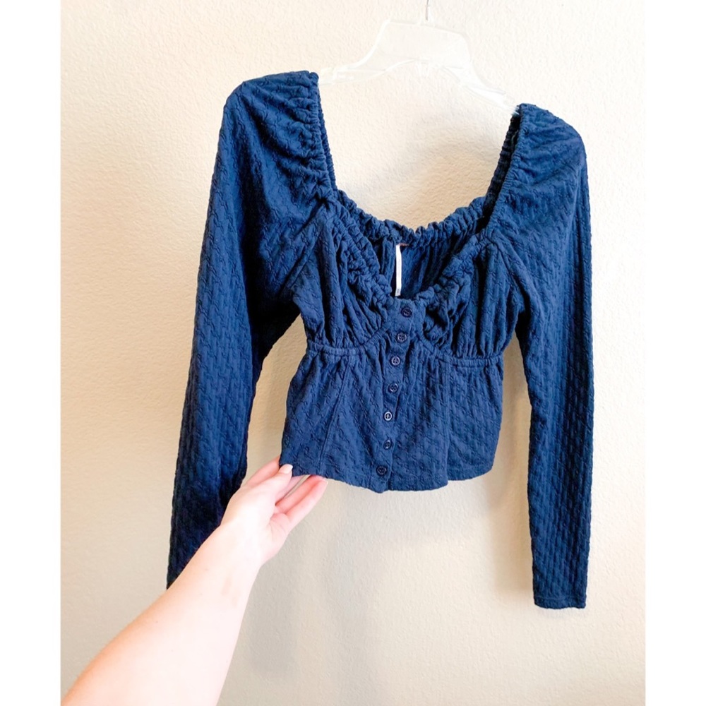 Free People Long Sleeve Bustier Crop Top